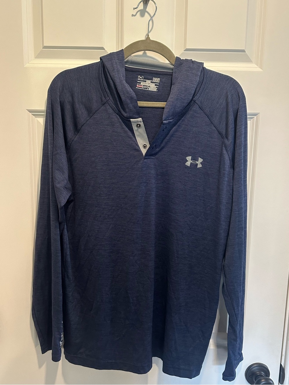 Under Armour Men's Navy Blue Hooded Long-Sleeve Henley